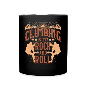 Klettern ist mein "Rock'n'Roll" - Tasse einfarbig - Schwarz - Vorne