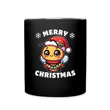 Santa Hat Christmas Fairy Lights Bee - Full Colour Mug - black - Front