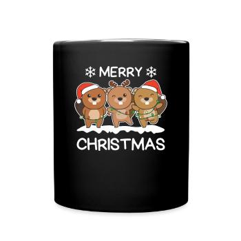 Joyeux Noël Castor Réveillon de Noël Castors - Mug uni - noir - Devant