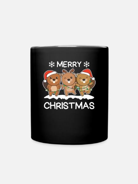 Frohe Weihnachten Biber Heiligabend Bibern - Tasse einfarbig - Schwarz