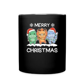 Joyeux Noël Dinosaures Réveillon De Noël Dinos - Mug uni - noir - Devant