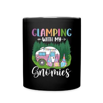 Glamper Gnom Gartenarbeit - Tasse einfarbig - Schwarz - Vorne