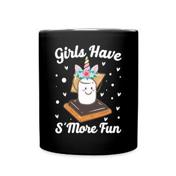 Lustige Smores Camping Mädchen - Tasse einfarbig - Schwarz - Vorne