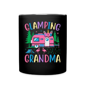 Weiblicher Glamper Wohnmobil Wohnwagen - Tasse einfarbig - Schwarz - Vorne