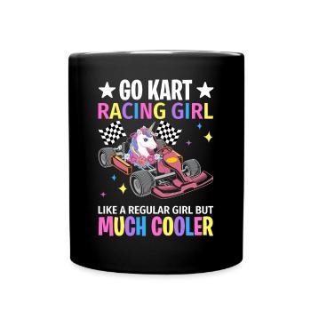Weibliche Go Kart-Rennfahrerin Go Karting Girl - Tasse einfarbig - Schwarz - Vorne