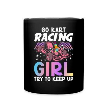 Weibliche Go Kart-Rennfahrerin Go Karting Girl - Tasse einfarbig - Schwarz - Vorne