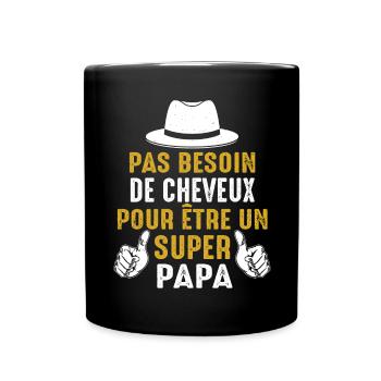 Papa Chauve Cadeau Humour Citation Drôle 2024 - Mug uni - noir - Devant