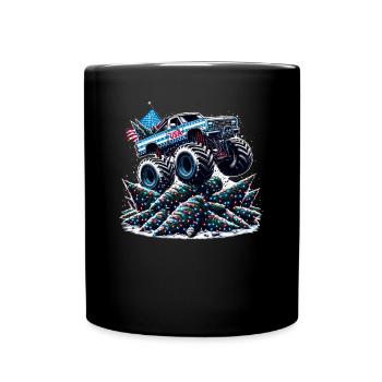 USA Monster Truck - Weihnachtsbäume - Tasse einfarbig - Schwarz - Vorne