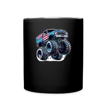USA Monster Truck - Christmas Lights String Lights - Full Colour Mug - black - Front