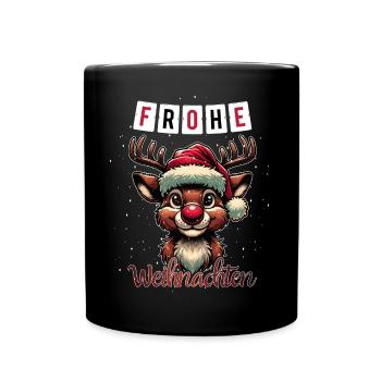 Frohe Weihnachten Rudolf das Rentier Adventszeit - Tasse einfarbig - Schwarz - Vorne
