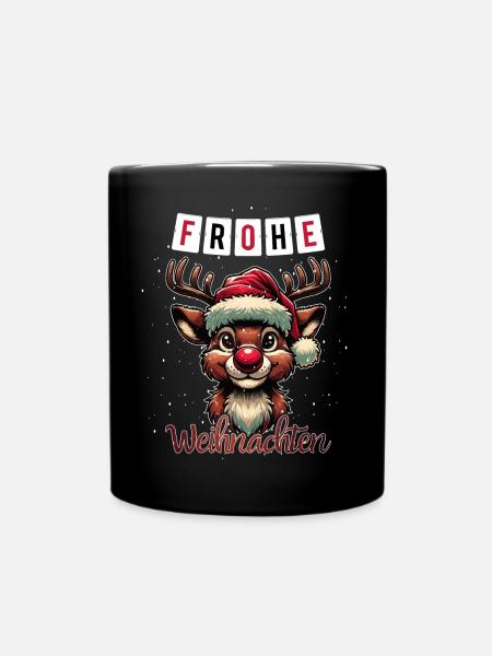 Frohe Weihnachten Rudolf das Rentier Adventszeit - Tasse einfarbig - Schwarz