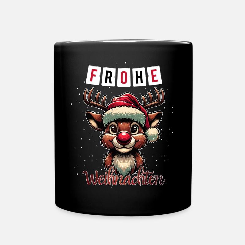 Frohe Weihnachten Rudolf das Rentier Adventszeit - Tasse einfarbig - Schwarz