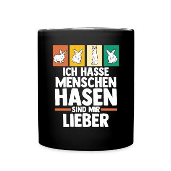 Kaninchen Hase - Tasse einfarbig - Schwarz - Vorne