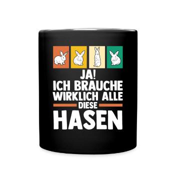 Kaninchen Hase - Tasse einfarbig - Schwarz - Vorne