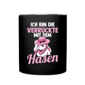 Kaninchen Hase - Tasse einfarbig - Schwarz - Vorne