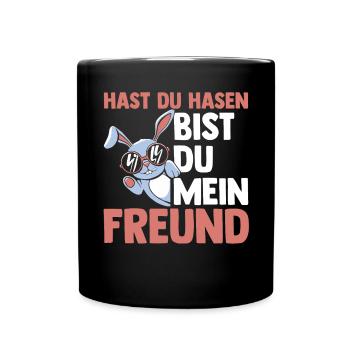 Kaninchen Hase - Tasse einfarbig - Schwarz - Vorne