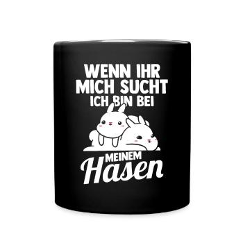 Kaninchen Hase - Tasse einfarbig - Schwarz - Vorne