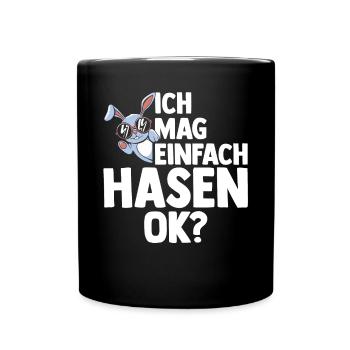 Kaninchen Hase - Tasse einfarbig - Schwarz - Vorne