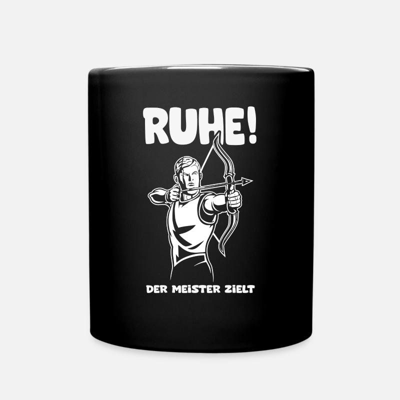 Ruhe! Der Meister zielt! Bogenschießen Bogensport - Tasse einfarbig - Schwarz