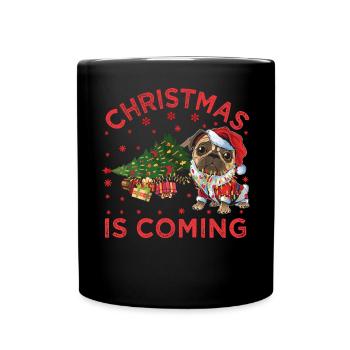 Christmas Is Coming Dog Version - Full Colour Mug - black - Front
