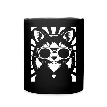 Ferret Wearing Sunglasses Cool Ferrets - Full Colour Mug - black - Front