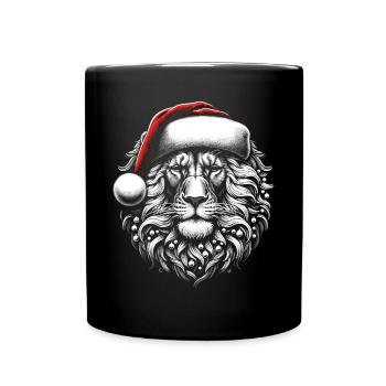 Lion Père Noël Noël - Mug uni - noir - Devant