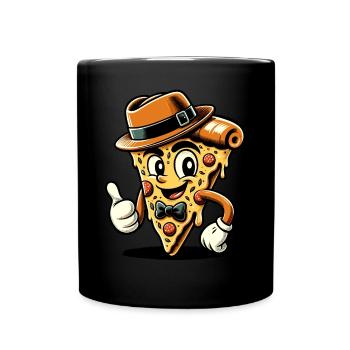 Pizza 50´s Cartoon Character Pizza Slice - Full Colour Mug - black - Front