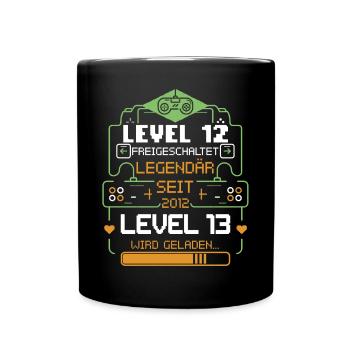 Level 12 Freigeschaltet Level 13 wird geladen - Tasse einfarbig - Schwarz - Vorne