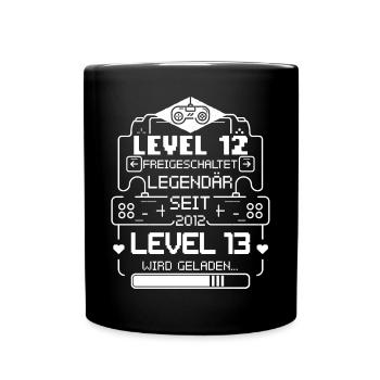 Level 12 Freigeschaltet Level 13 wird geladen - Tasse einfarbig - Schwarz - Vorne
