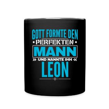 Leon Name Design - Tasse einfarbig - Schwarz - Vorne