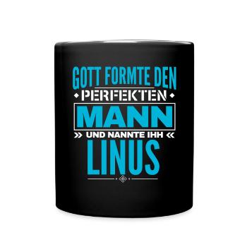 Linus Name Design - Tasse einfarbig - Schwarz - Vorne