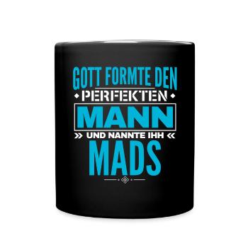 Mads Name Design - Tasse einfarbig - Schwarz - Vorne