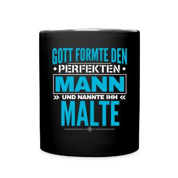 Malte Name Design - Tasse einfarbig - Schwarz - Vorne