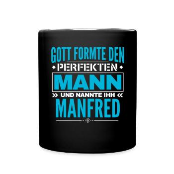 Manfred Name Design - Tasse einfarbig - Schwarz - Vorne