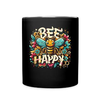 Fleurs et nids d’abeilles : Design d’abeille créatif - Mug uni - noir - Devant