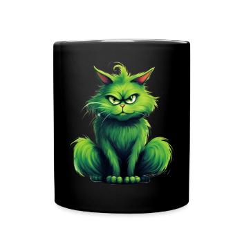 Katze Weihnachten Weihnachtselfe Geschenke Mütze - Tasse einfarbig - Schwarz - Vorne