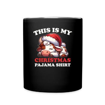 Kuh Weihnachts Schlafanzug Kühe - Tasse einfarbig - Schwarz - Vorne