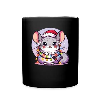 Christmas Fairy Lights Chinchilla - Full Colour Mug - black - Front