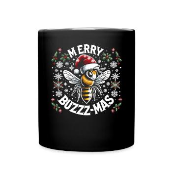Schneeflocken und Bienenzauber - Tasse einfarbig - Schwarz - Vorne
