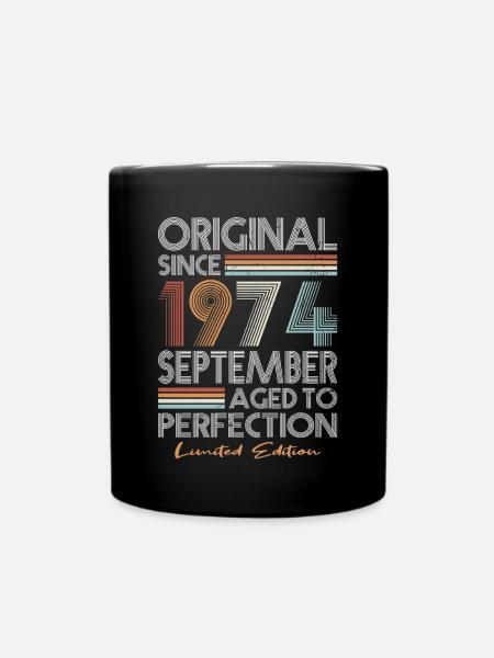 50e anniversaire Vintage septembre 1974 Original - Mug uni - noir