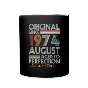50th Birthday Vintage August 1974 Original 1974 - Full Colour Mug - black - Front