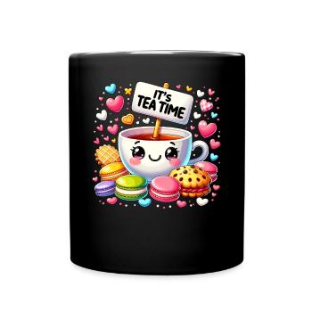 Thé Kawaii Mignon Amateur de Thé Cookie Gâteau Tea Time - Mug uni - noir - Devant