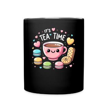 Thé Kawaii Mignon Amateur de Thé Cookie Gâteau Tea Time - Mug uni - noir - Devant