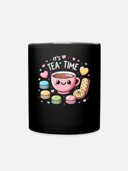 Thé Kawaii Mignon Amateur de Thé Cookie Gâteau Tea Time - Mug uni - noir