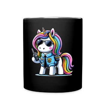 Unicorn Rainbow Cute Unicorn Security - Full Colour Mug - black - Front