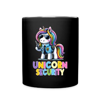 Unicorn Rainbow Cute Unicorn Security - Full Colour Mug - black - Front