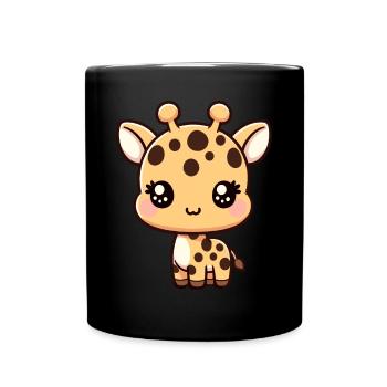 Kawaii bébé girafe graphique mignonne girafe - Mug uni - noir - Devant