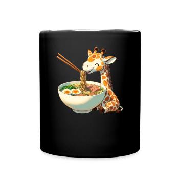 girafe mignonne mange des nouilles ramen ramen ramen - Mug uni - noir - Devant