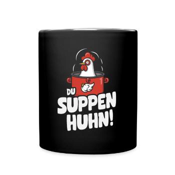 Suppen Huhn Suppenhuhn Gockel Eintopf Geschenk - Tasse einfarbig - Schwarz - Vorne