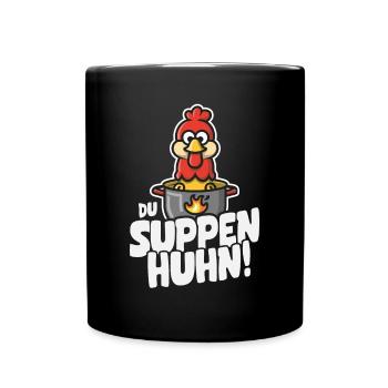 Suppen Huhn Suppenhuhn Gockel Eintopf Geschenk - Tasse einfarbig - Schwarz - Vorne